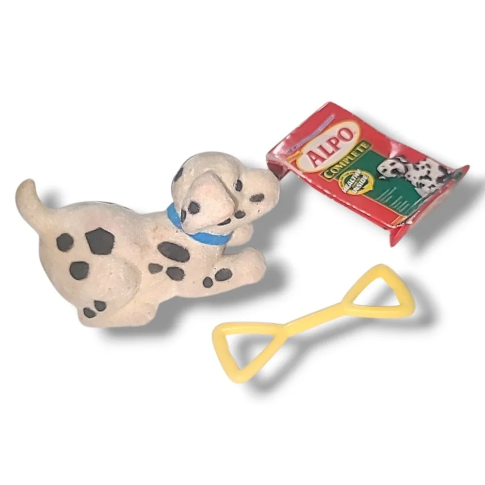 2000 Barbie Pet Lovin Dalmatian Flocked Dog‎ Puppy Food Toy Lot